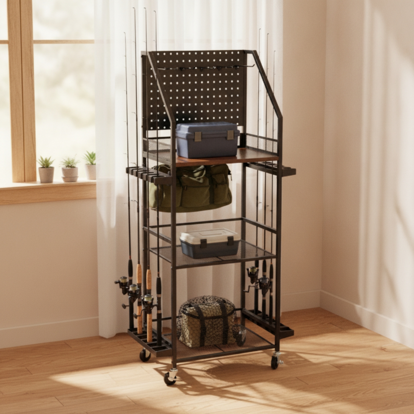 Fishing Rod Rack with Pegboard – Fishing Rod Rack Bewertung und Preis