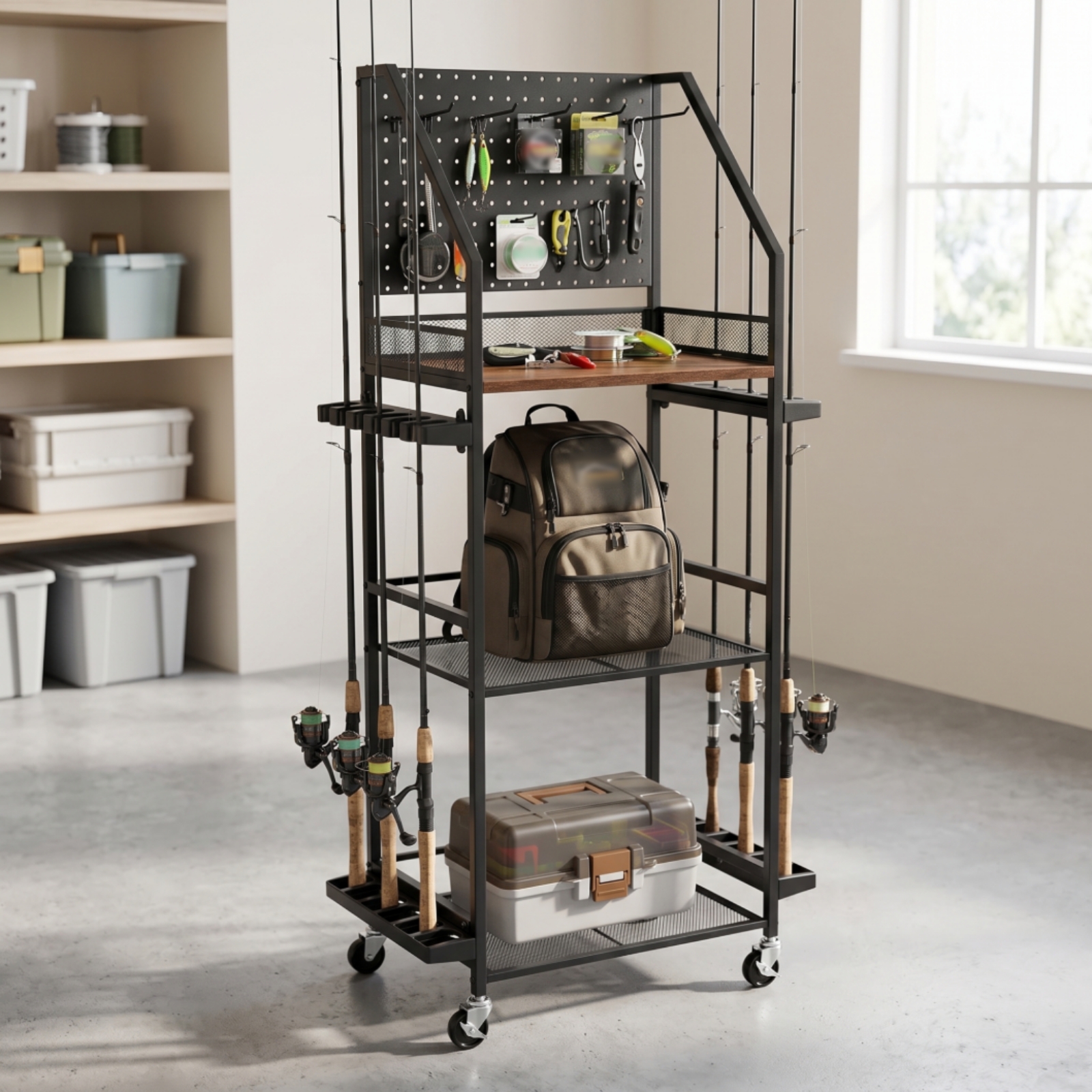 Fishing Rod Rack with Pegboard – Fishing Rod Rack Bewertung und Preis